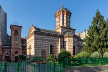 BUCHAREST, ROMANIA - 16 Ağustos 2021: Bükreş, Romanya 'nın şehir merkezindeki Biserica Sfantul Anton Church