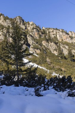 Bulgaristan 'ın Malyovitsa zirvesi yakınlarındaki Rila Dağı' nın şaşırtıcı kış manzarası