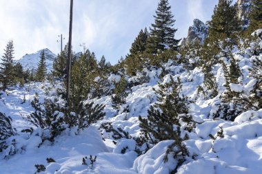 Bulgaristan 'ın Malyovitsa zirvesi yakınlarındaki Rila Dağı' nın şaşırtıcı kış manzarası