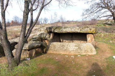 Ancient Thracian dolmen Nachevi Chairi (Nachovi chairi) near village of Hlyabovo, Haskovo Region, Bulgaria