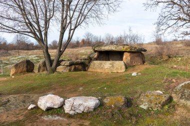 Ancient Thracian dolmen Nachevi Chairi (Nachovi chairi) near village of Hlyabovo, Haskovo Region, Bulgaria