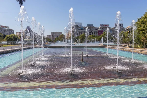 Bucharest Rumania Agosto 2021 Fuente Plaza Unirii Centro Ciudad Bucarest —  Fotos de Stock