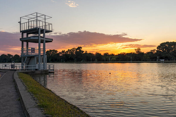 Sunset view of Rowing Venue in city of Plovdiv, Bulgaria