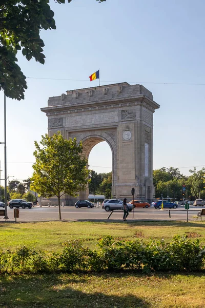 Bucharest Romania August 2021 Sunset View Arch Triumph City Bucharest — Stock fotografie