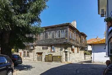 NESSEBAR, BULGARIA - AUGUST 12, 2018: Typical Building and street at old town of Nessebar, Burgas Region, Bulgaria