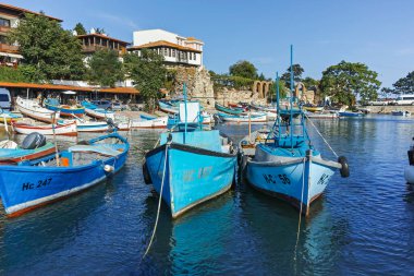 NESSEBAR, BULGARIA - AUGUST 12, 2018: Typical Building and street at old town of Nessebar, Burgas Region, Bulgaria