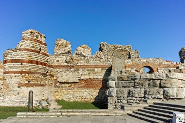 NESSEBAR, BULGARIA - AUGUST 12, 2018: Typical Building and street at old town of Nessebar, Burgas Region, Bulgaria