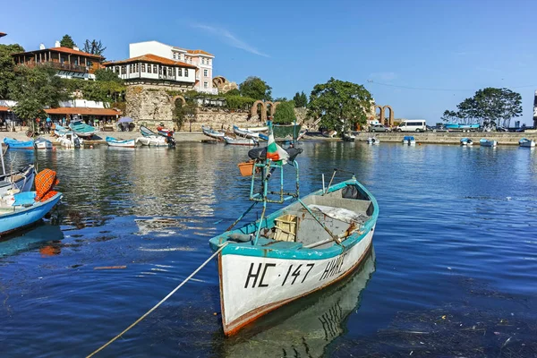 NESSEBAR, BULGARIA - AUGUST 12, 2018: Typical Building and street at old town of Nessebar, Burgas Region, Bulgaria