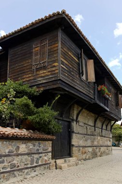 SOZOPOL, BULGARIA -  AUGUST 10, 2018: Typical Street and Building at Old town of Sozopol, Burgas Region, Bulgaria