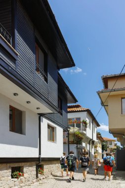 SOZOPOL, BULGARIA -  AUGUST 10, 2018: Typical Street and Building at Old town of Sozopol, Burgas Region, Bulgaria