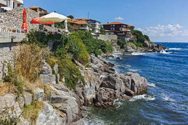SOZOPOL, BULGARIA -  AUGUST 10, 2018: Typical Street and Building at Old town of Sozopol, Burgas Region, Bulgaria