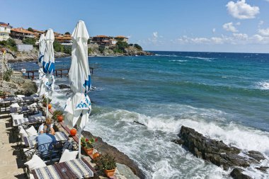 SOZOPOL, BULGARIA -  AUGUST 10, 2018: Typical Street and Building at Old town of Sozopol, Burgas Region, Bulgaria