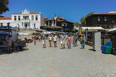 SOZOPOL, BULGARIA -  AUGUST 10, 2018: Typical Street and Building at Old town of Sozopol, Burgas Region, Bulgaria