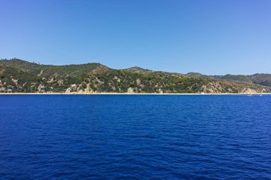 Kutsal Dağ 'ın otonom manastırı Athos Dağı' nın muhteşem manzarası, Chalkidiki, Yunanistan