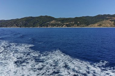 Kutsal Dağ 'ın otonom manastırı Athos Dağı' nın muhteşem manzarası, Chalkidiki, Yunanistan