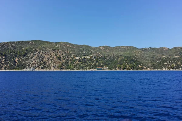 Fantastiske Panorama Athos Bjerget Den Autonome Monastiske Tilstand Det Hellige - Stock-foto