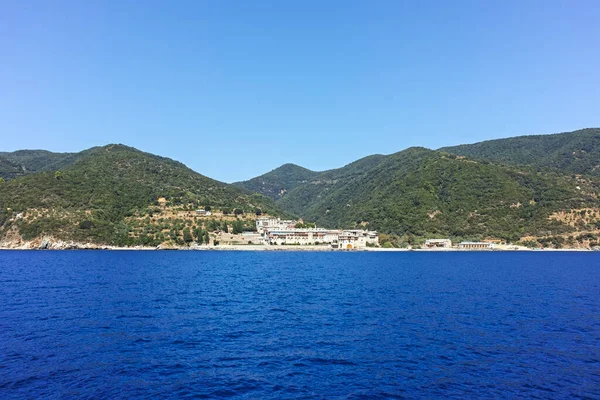 Amazing Panorama Mount Athos Autonomous Monastic State Holy Mountain Chalkidiki — Stock Photo, Image