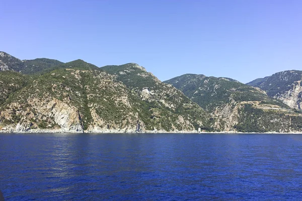 Incredibile Panorama Del Monte Athos Nello Stato Monastico Autonomo Della — Foto Stock