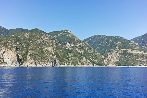 Incredibile Panorama Del Monte Athos Nello Stato Monastico Autonomo Della — Foto Stock