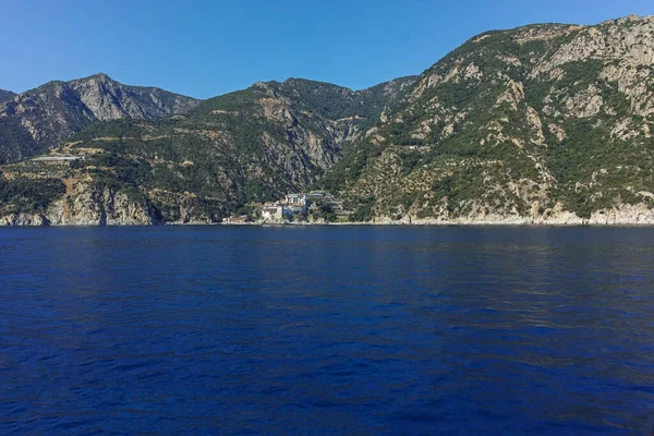 Amazing Panorama Mount Athos Autonomous Monastic State Holy Mountain Chalkidiki — Stock Photo, Image