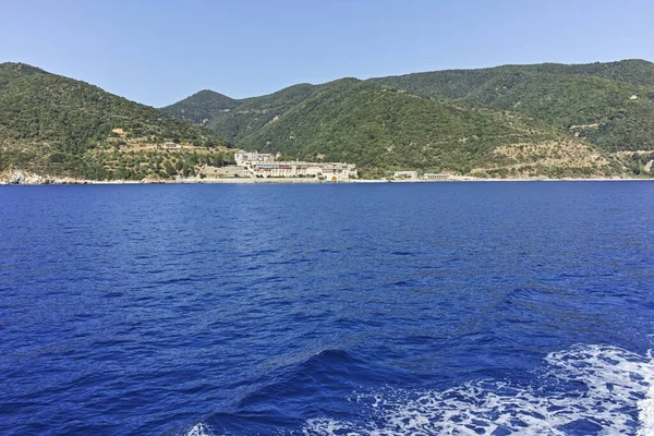 Panorama Incrível Monte Athos Autonomous Monastic State Holy Mountain Chalkidiki — Fotografia de Stock