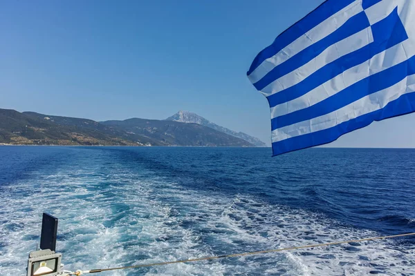 Panorama Incrível Monte Athos Autonomous Monastic State Holy Mountain Chalkidiki — Fotografia de Stock