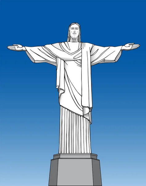 Christ Brazil Famous Monument Mountain — Stock vektor