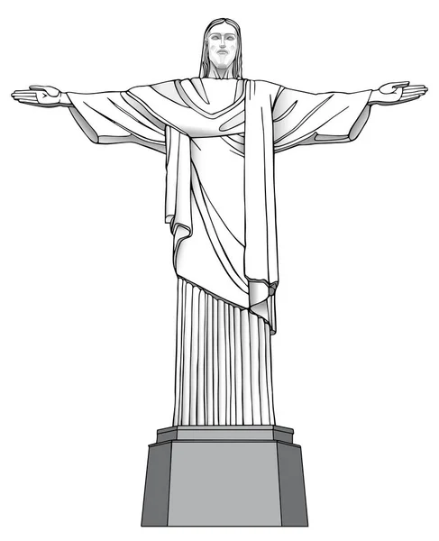 Christ Brazil Famous Monument Mountain —  Vetores de Stock