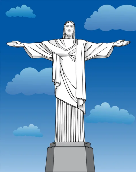 Christ Brazil Famous Monument Mountain — Stock vektor