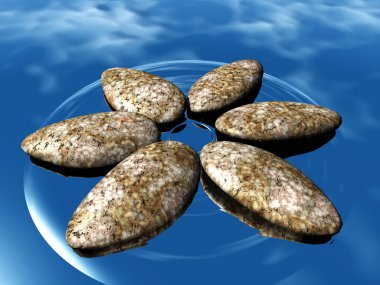 Stone in the shape of flower on the water