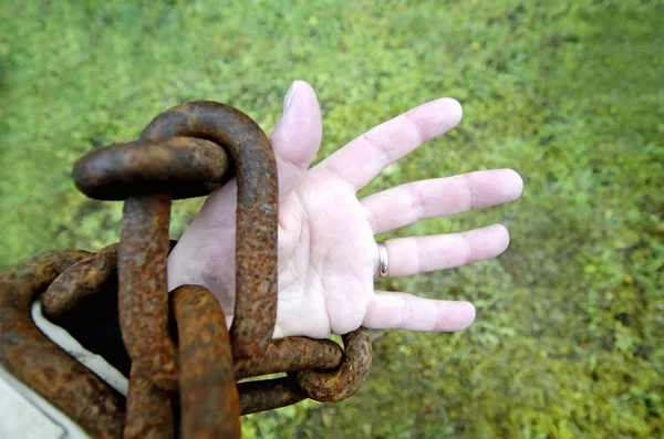 Hand chained — Stok fotoğraf