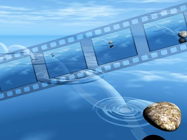 水の上の石のビデオ映画 — ストック写真