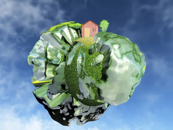 Little house on a planet — Stock Photo, Image