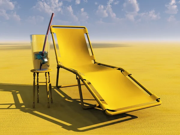 Lounge chair and drink in the desert — Stock Photo, Image