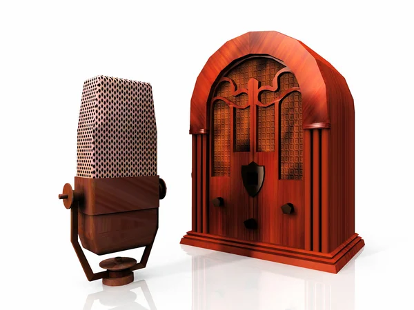 Staré rádio a mikrofon — Stock fotografie