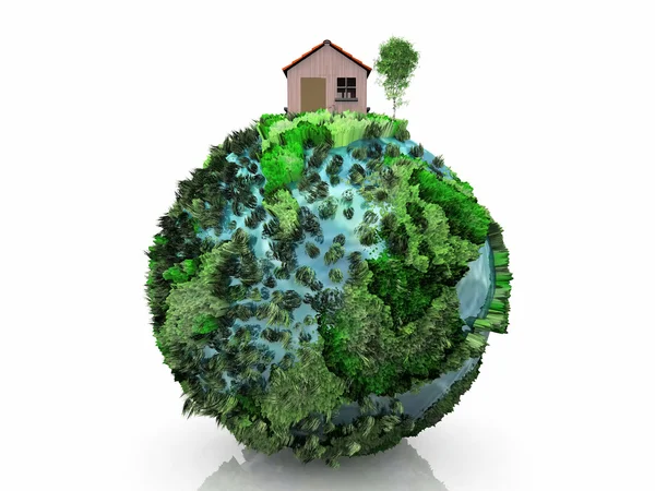 Kleines Haus auf einem Planeten — Stockfoto