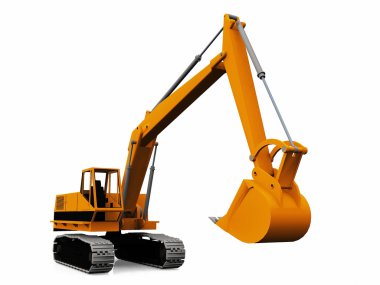 beyaz zemin üzerinde mekanik Ekskavatör