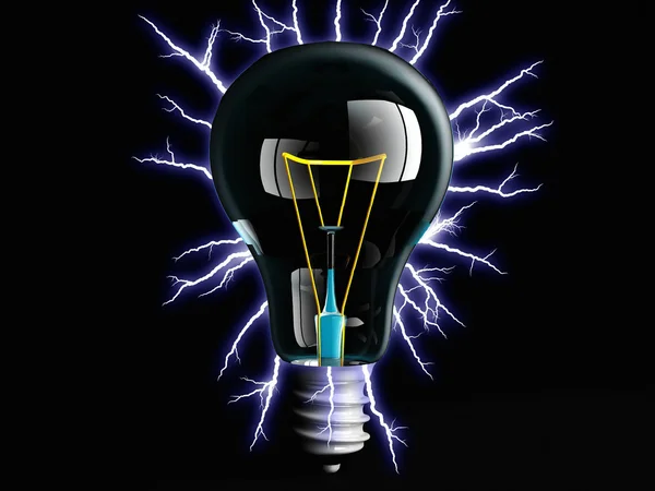 Incandescent light bulb and electric arc — Stock Photo, Image