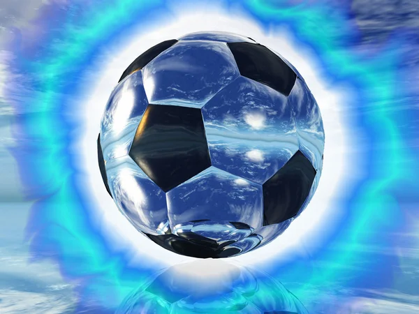 Μια μπάλα ποδοσφαίρου και φώτα — Φωτογραφία Αρχείου