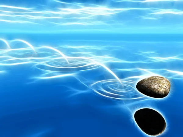 Ricochets of a stone on water — Stock Photo, Image