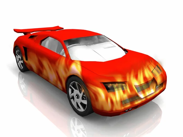 Auto di prova con fiamme rosse — Foto Stock