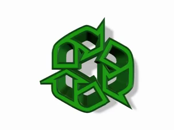 Draaien groen recycle logo — Stockvideo