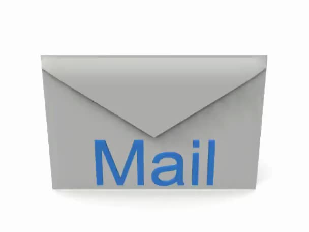 Mail teken draaien op een witte achtergrond. — Stockvideo