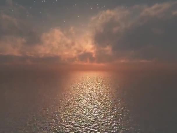 Πετώντας πάνω από το νερό στο ηλιοβασίλεμα — Αρχείο Βίντεο