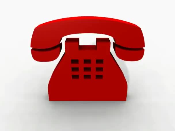 Telefone vermelho ligando-se sobre um fundo branco — Vídeo de Stock