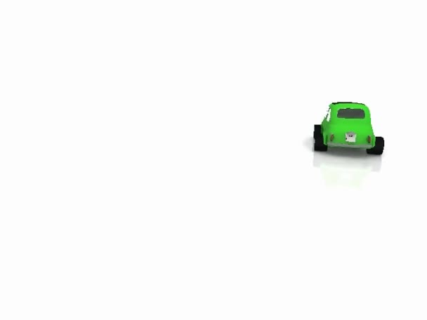Grön bil på vit bakgrund — Stockvideo