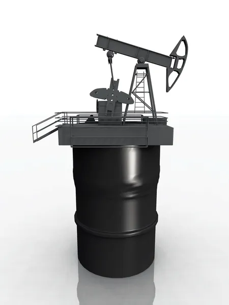 Puits de pétrole et baril de pétrole — Photo