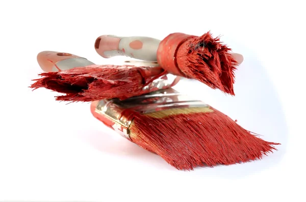Pennello vernice rossa — Foto Stock