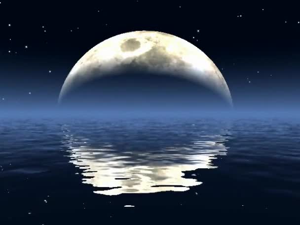 Luna riflessa nell'acqua — Video Stock