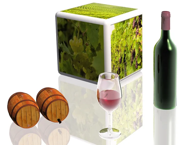 Beczek wina i winorośli — Zdjęcie stockowe